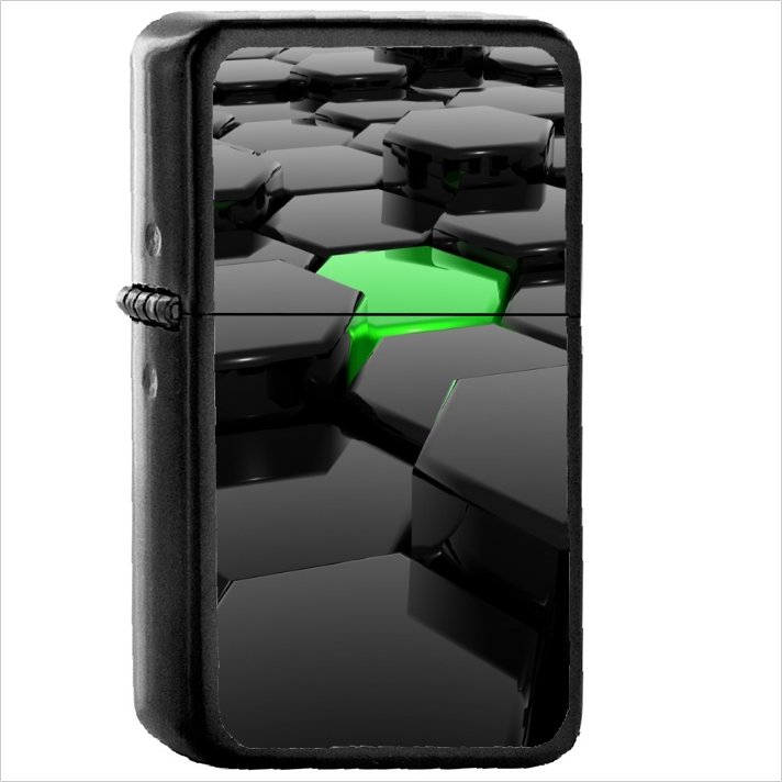 3D Oil Windproof Black Lighter Briquet Encendedor L53