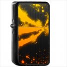 Abstract Orange Oil Windproof Black Lighter Briquet Encendedor L2336