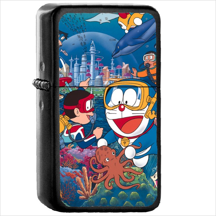 Anime Doraemon Oil Windproof Black Lighter Briquet Encendedor L3231
