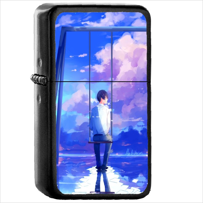 Anime Original Oil Windproof Black Lighter Briquet Encendedor L3135