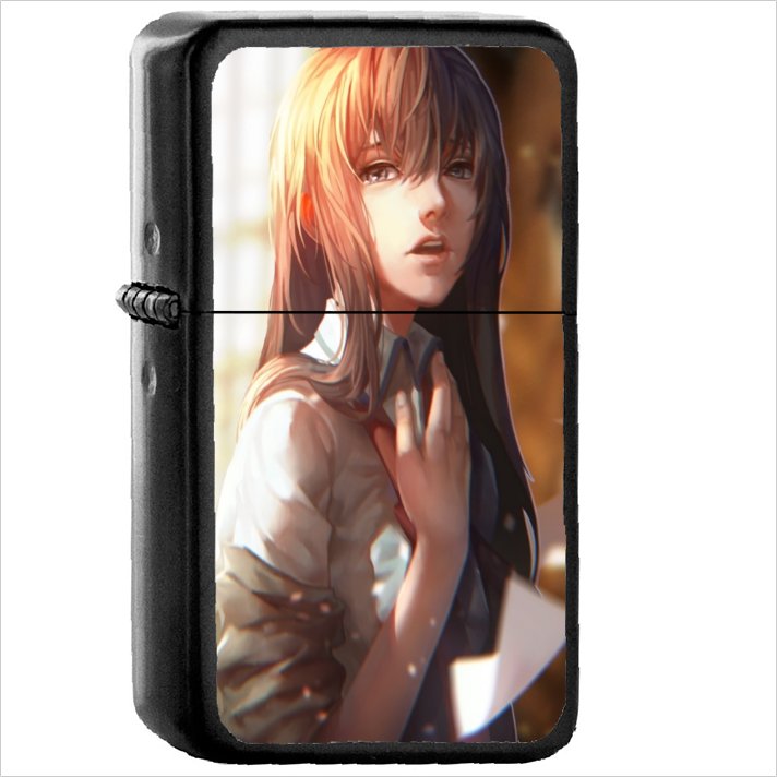 Anime Steins;Gate Oil Windproof Black Lighter Briquet Encendedor L735