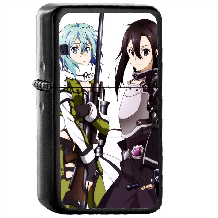 Anime Sword Art Online II Oil Windproof Black Lighter Briquet Encendedor L2617