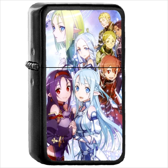 Anime Sword Art Online II Oil Windproof Black Lighter Briquet Encendedor L2618