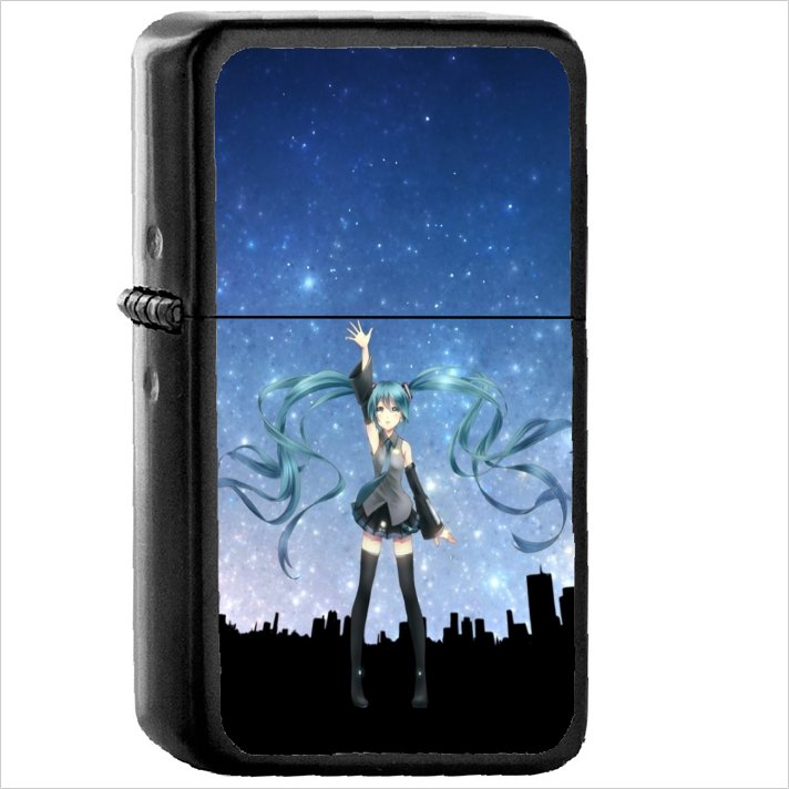 Anime Vocaloid Oil Windproof Black Lighter Briquet Encendedor L975
