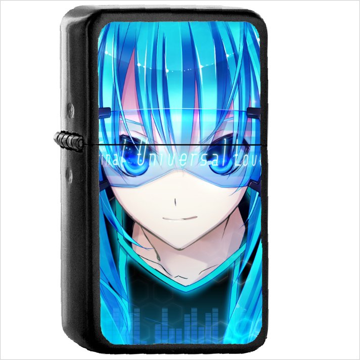 Anime Vocaloid Oil Windproof Black Lighter Briquet Encendedor L1243
