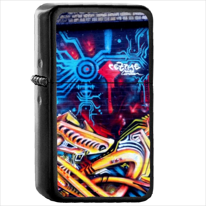 Graffiti Oil Windproof Black Lighter Briquet Encendedor L541