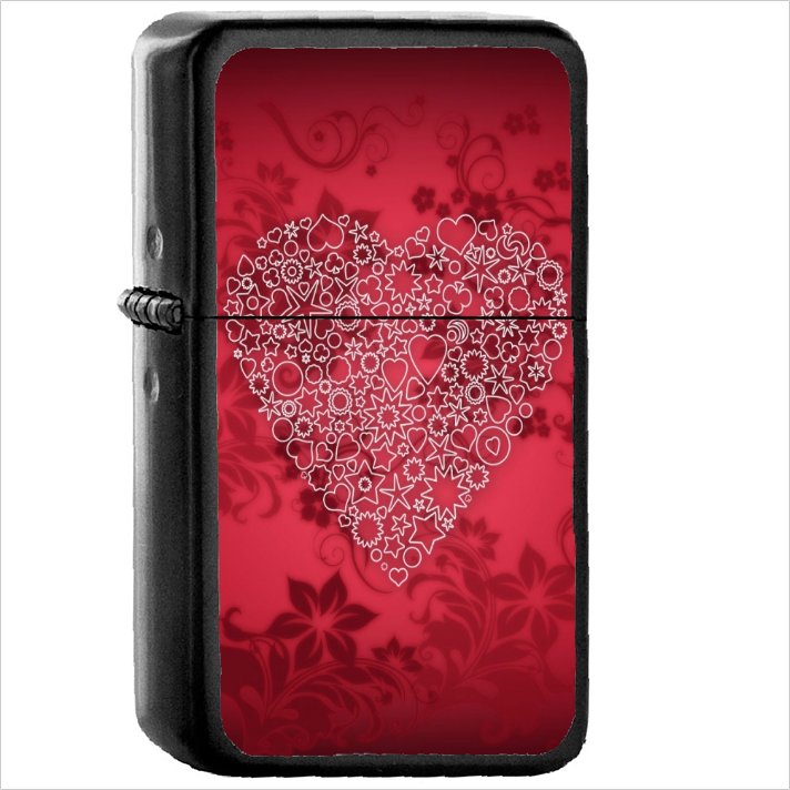 Heart Oil Windproof Black Lighter Briquet Encendedor L526
