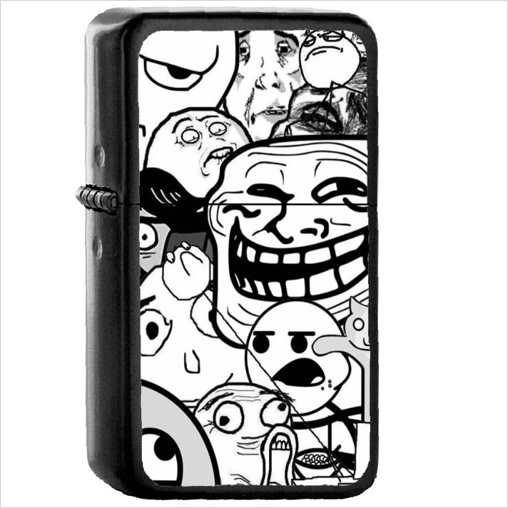 Humor Meme Troll Oil Windproof Black Lighter Briquet Encendedor L2171
