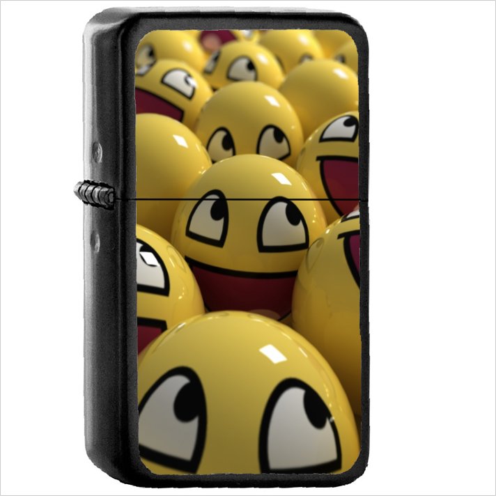 Humor Smiley Oil Windproof Black Lighter Briquet Encendedor L1220