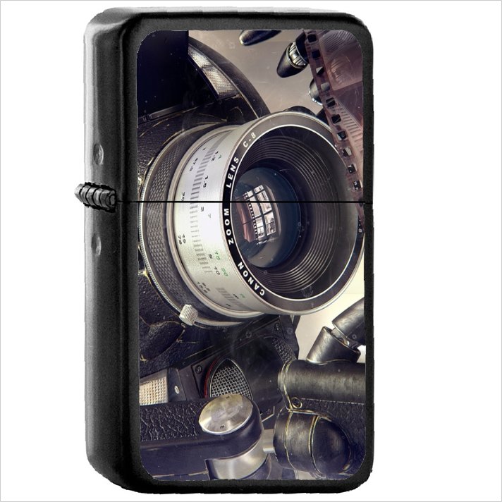 Man Made Camera Oil Windproof Black Lighter Briquet Encendedor L3144