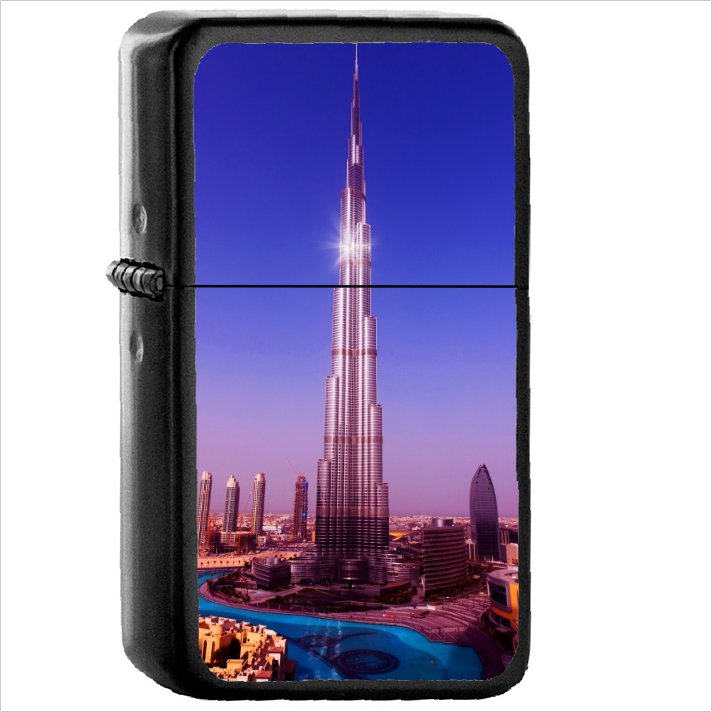 Man Made Dubai Cities United Arab Emirates Oil Windproof Black Lighter Briquet Encendedor L1787