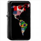 Misc World Map Oil Windproof Black Lighter Briquet Encendedor L1030
