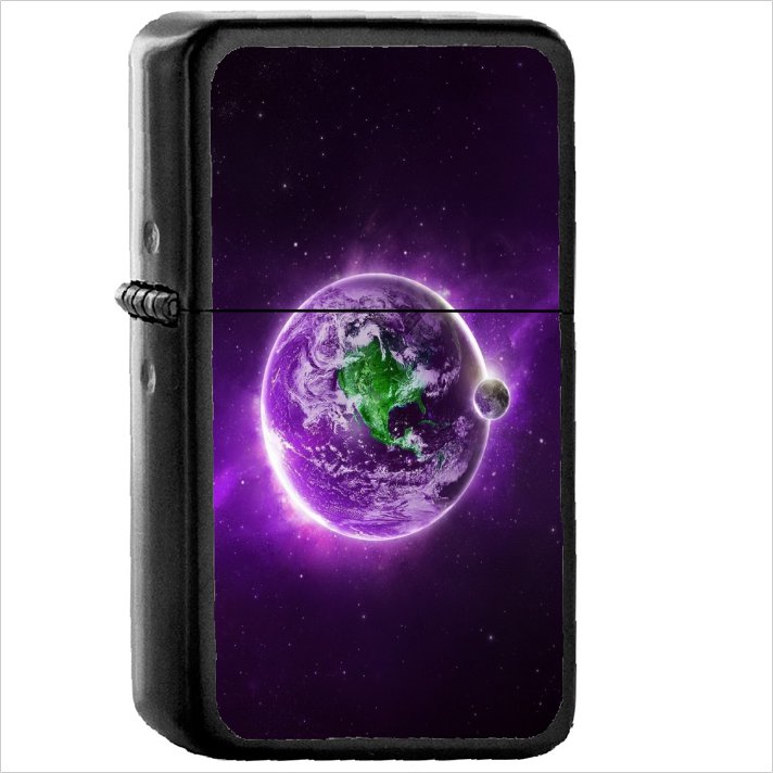 Planet Oil Windproof Black Lighter Briquet Encendedor L26