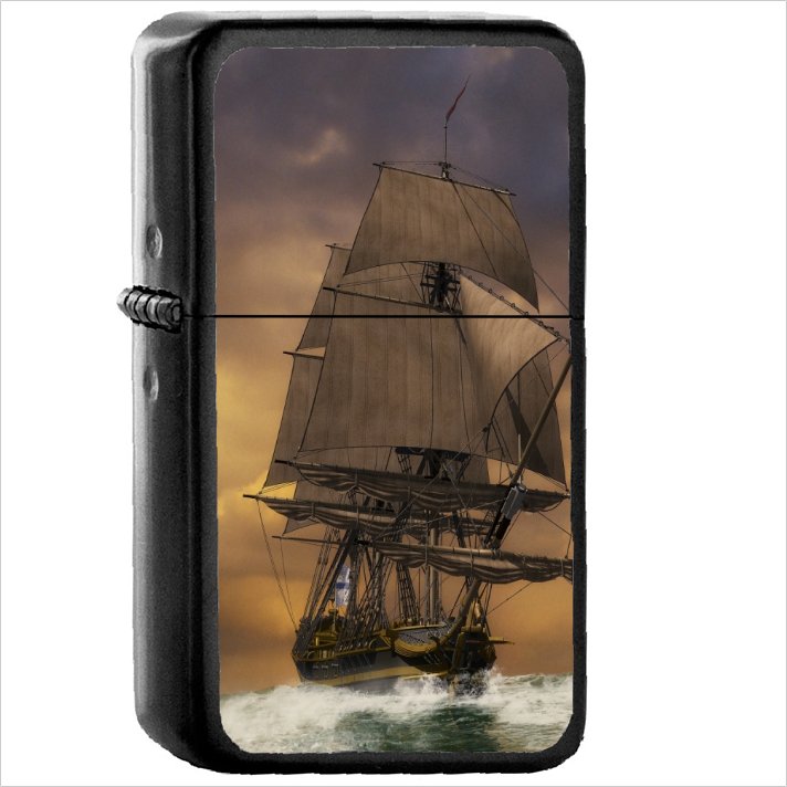 Fantasy Ship Oil Windproof Black Lighter Briquet Encendedor L1695