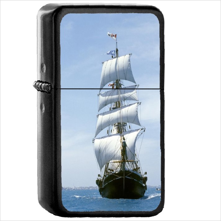 Vehicles Sailing Ship Oil Windproof Black Lighter Briquet Encendedor L2149