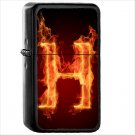 Artistic Flame H Letter Oil Windproof Black Lighter Briquet Encendedor L3293
