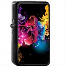 Artistic Flower Flowers Oil Windproof Black Lighter Briquet Encendedor L1829