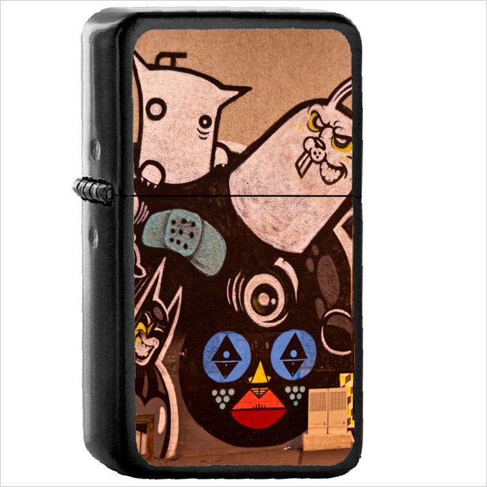 Artistic Graffiti Oil Windproof Black Lighter Briquet Encendedor L2658