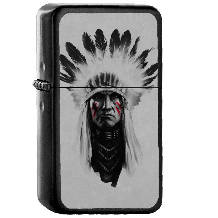 Artistic Native American Oil Windproof Black Lighter Briquet Encendedor L938
