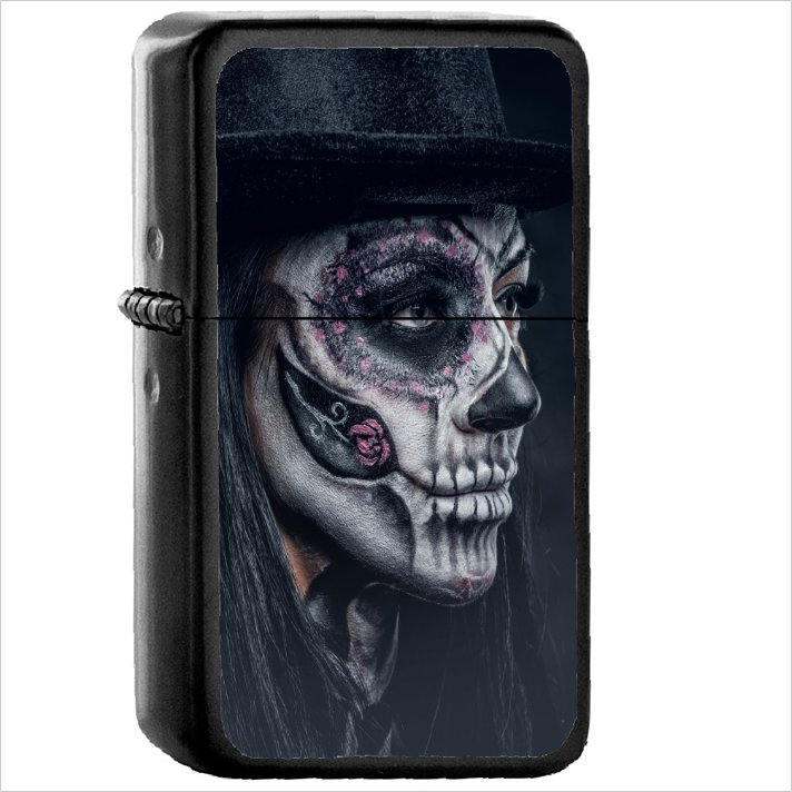Artistic Sugar Skull Oil Windproof Black Lighter Briquet Encendedor L2809