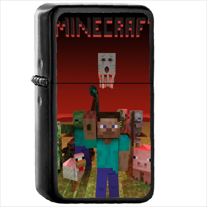 Minecraft Oil Windproof Black Lighter Briquet Encendedor L580