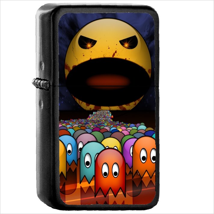 Pac-Man Oil Windproof Black Lighter Briquet Encendedor L27