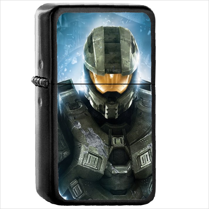 Video Game Halo Oil Windproof Black Lighter Briquet Encendedor L912