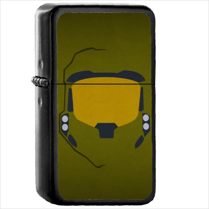 Video Game Halo Oil Windproof Black Lighter Briquet Encendedor L2590