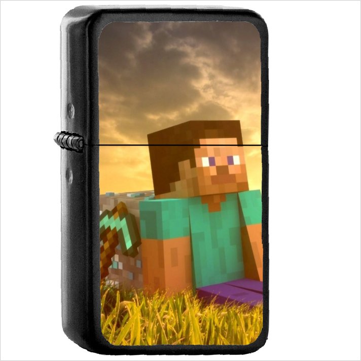 Video Game Minecraft Oil Windproof Black Lighter Briquet Encendedor L2313