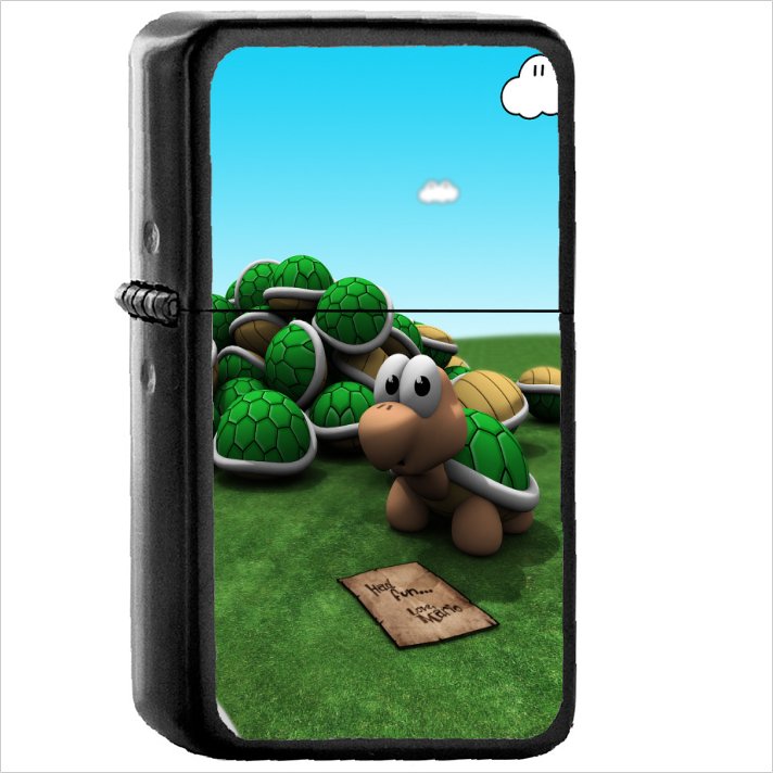 Super Mario Bros. Mario Oil Windproof Black Lighter Briquet Encendedor L2503