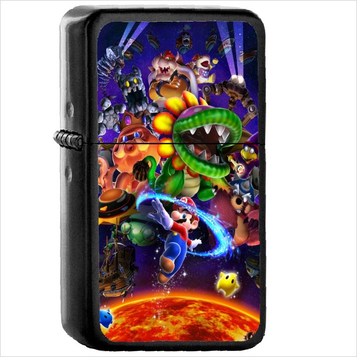 Video Game Super Mario Galaxy Mario Oil Windproof Black Lighter Briquet Encendedor L1289