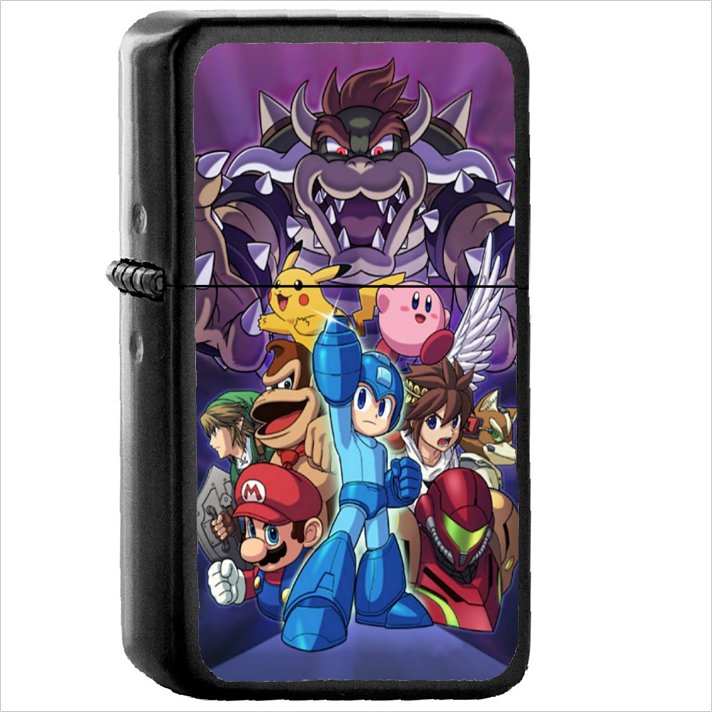 Super Smash Bros. Nintendo 3DS Wii U Oil Windproof Black Lighter Briquet Encendedor L2382