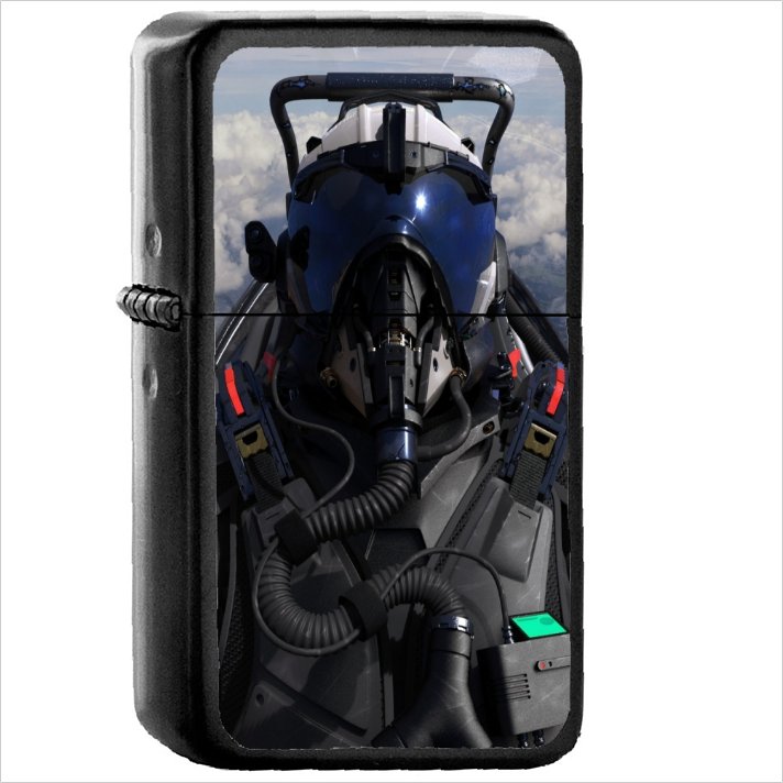 Military Pilot Oil Windproof Black Lighter Briquet Encendedor L1615