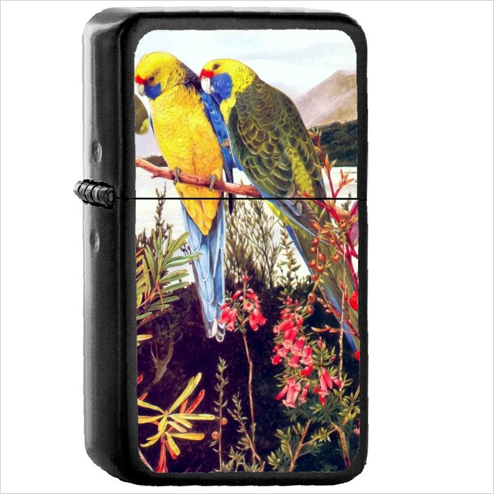 Nature Bird Flowers Oil Windproof Black Lighter Briquet Encendedor L461