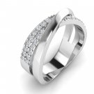 28 Pcs. Round Diamond Swirl Wedding Ring, Silver 925, FREE GIFT Sterling Silver Diamond Ring