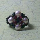 Ring Garnet and Faux Pearl