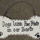 DB2- Dogs Leave Paw Prints on our Hearts Wood Dog Bone