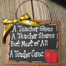 Teacher Gifts 24104 A Teacher Cares Wooden Slate