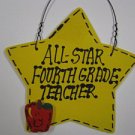 Teacher Gifts Yellow Star w/Apple 7023 All Star Fourth Grade Teacher