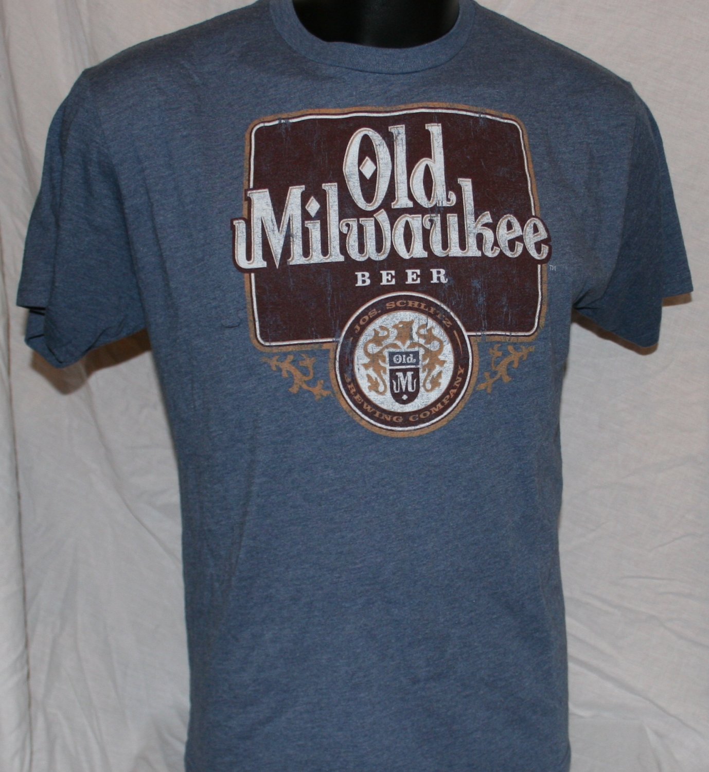 OLD MILWAUKEE BEER Large BLUE Officially Licensed T Shirt