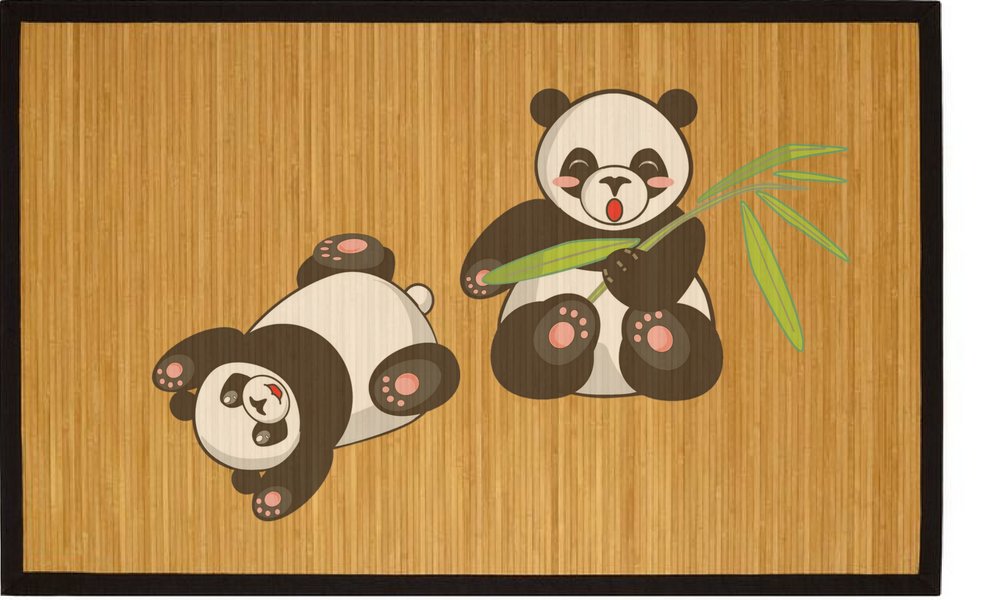 Kids bamboo natural mat healthy stand and play area panda for room great gift ideas housewarming