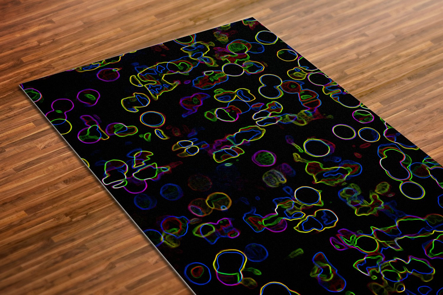 Glowing Printed Yoga Mat Thick 5 mm 24 x 72 Pilates Rug Meditation Black Bridesmaids Gift Bedside
