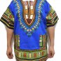 Unisex Dashiki Shirts African Top Vintage Hippie Cotton Blouse One Size Blue