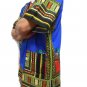 Unisex Dashiki Shirts African Top Vintage Hippie Cotton Blouse One Size Blue