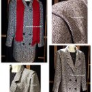 Vintage Dbl Breasted Herringbone Tweed Car Coat B58 XXL