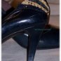 Low Vamp 3" Heels Deep Navy Blue with Snake and Lizard Reptile Trim Stunning Shoes