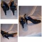 Low Vamp 3" Heels Deep Navy Blue with Snake and Lizard Reptile Trim Stunning Shoes