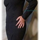 BLACK SUEDE Leather Evening Gown Wiggle Cocktail Dress Size 6