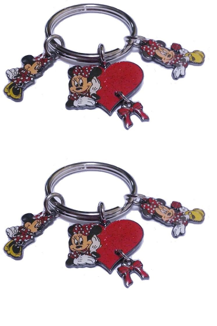 Disney Key Chain Minnie Mouse 2 Key Chains with Charms