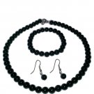 Black Onyx Necklace, Bracelet and Earrings Set